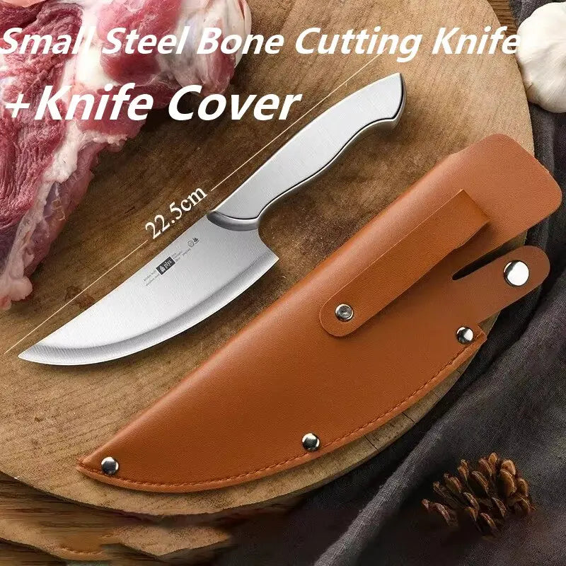 2 Piece Set Forged Boning Knife-All Steel Butcher & Fruit Knife with Sheath, Professional Meat Cleaver for Cut Meat &Kitchen Use
