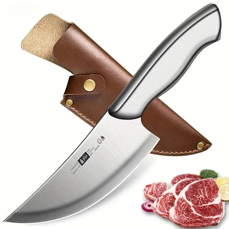 2 Piece Set Forged Boning Knife-All Steel Butcher & Fruit Knife with Sheath, Professional Meat Cleaver for Cut Meat &Kitchen Use