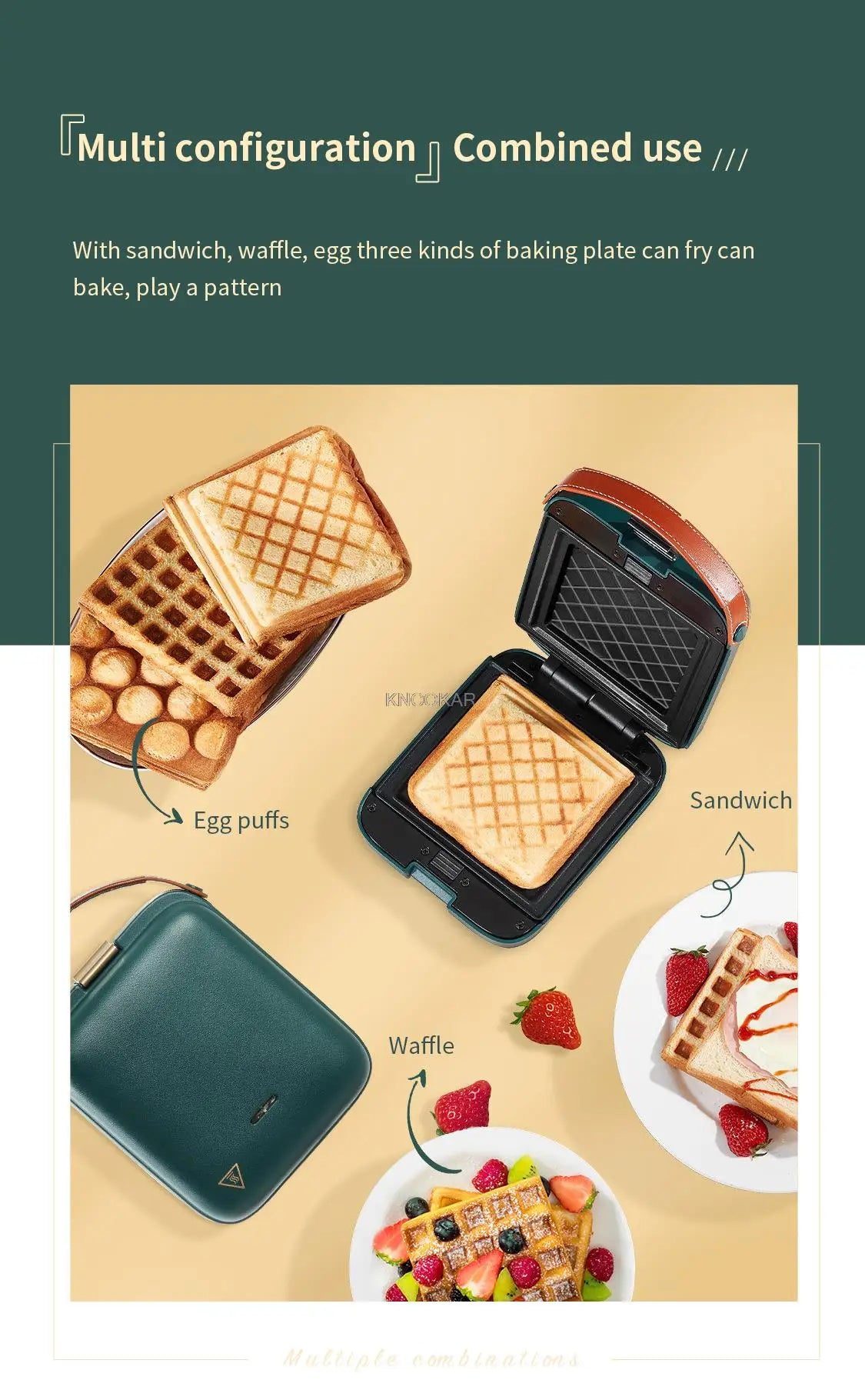 Electric Sandwich Maker Breakfast machine 3 Mins Fast Breakfast Waffle maker Toaster Baking Tools With Non Stick Pan Kitchen