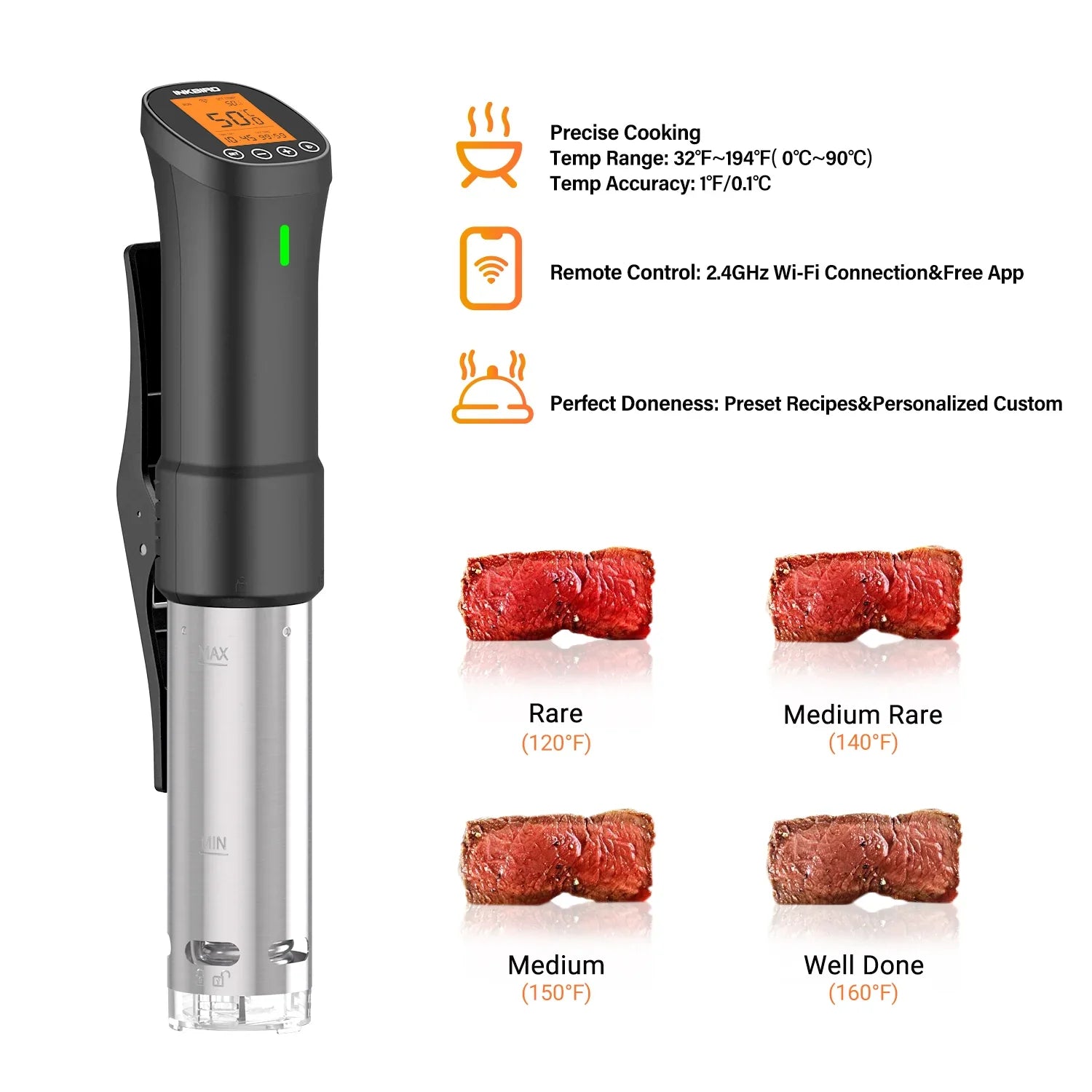 INKBIRD 4 Types 1000W WiFi Sous Vide Machine EU Plug Sous Vide Cooker APP Remote Control Recipes Alarms Timer For Cooking