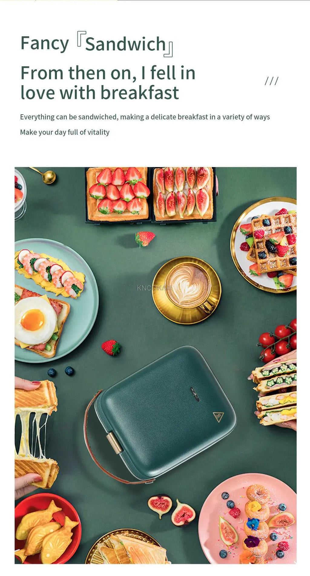 Electric Sandwich Maker Breakfast machine 3 Mins Fast Breakfast Waffle maker Toaster Baking Tools With Non Stick Pan Kitchen