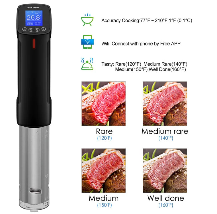 INKBIRD 4 Types 1000W WiFi Sous Vide Machine EU Plug Sous Vide Cooker APP Remote Control Recipes Alarms Timer For Cooking
