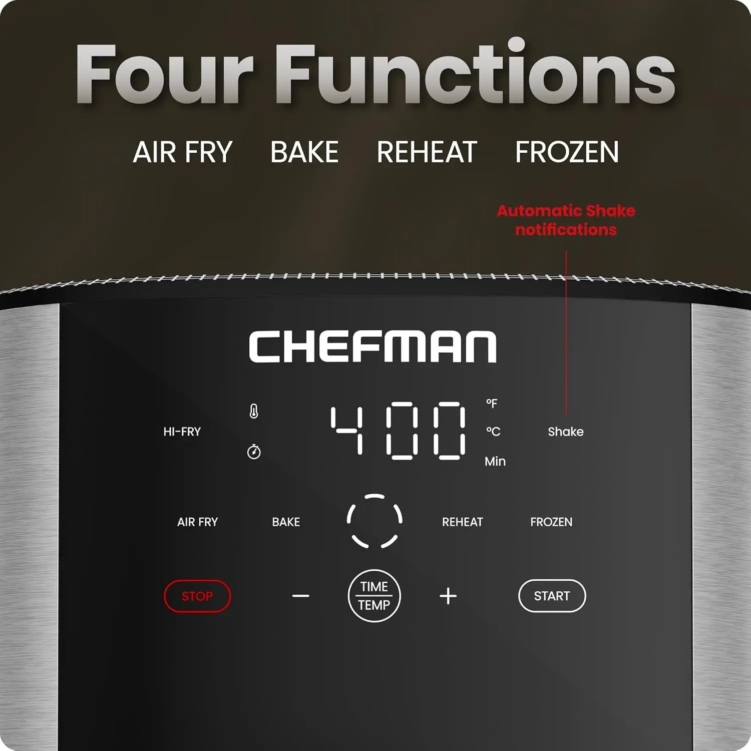 8 Qt Air Fryer with 450°F Hi-Fry, Bake, Dehydrate & Frozen Functions for Crispy Meals