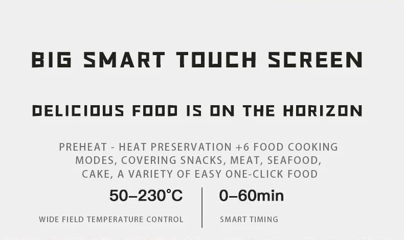 New 6l Large Capacity Digital Touch Air Fryer Multi Use Non Stick Energy Saving Easy Clean Oven For Household Kitchen Cooking