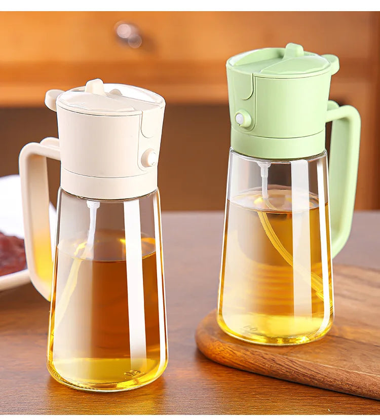 2IN1 Replacement for Oil Take Dispenser Mister Plastics Bottle with 2pcs Brush Spray Pour Cooking Spritzer BBQ Oil Spray Bottle