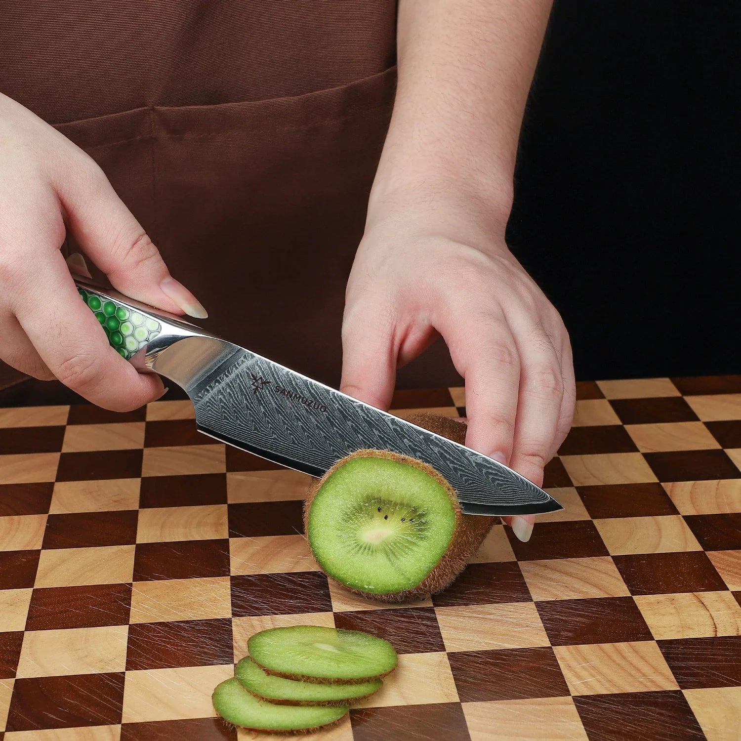 SANMUZUO 5 Inch Damascus Utility Knife - LAS9 Series VG-10 Core Steel Kitchen Chef Knife - Resin Handle for Fruit Vegetable Meat