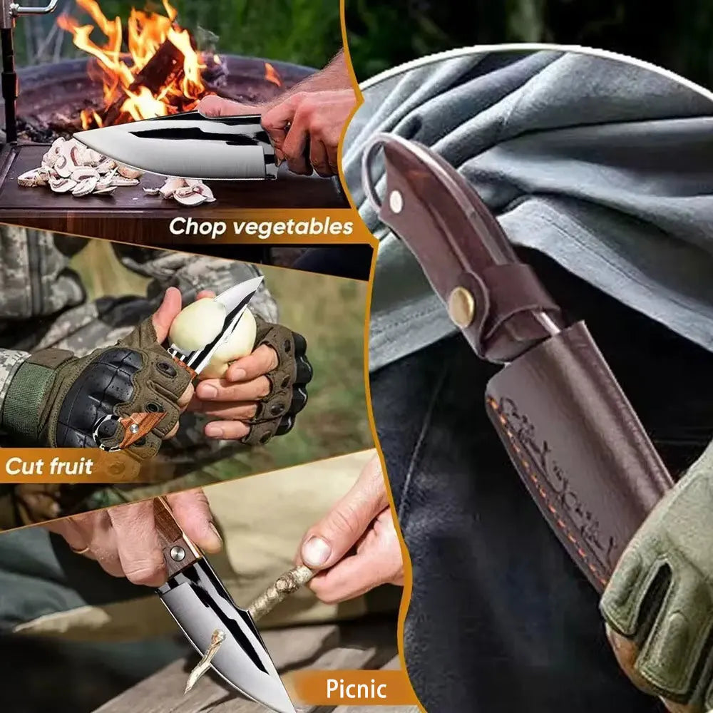 Newly 3-Piece Set Of Multifunctional Knives, Professional Bone Removal Knives, Picnic Meat Cutting Knives, Portable Fruit Knives