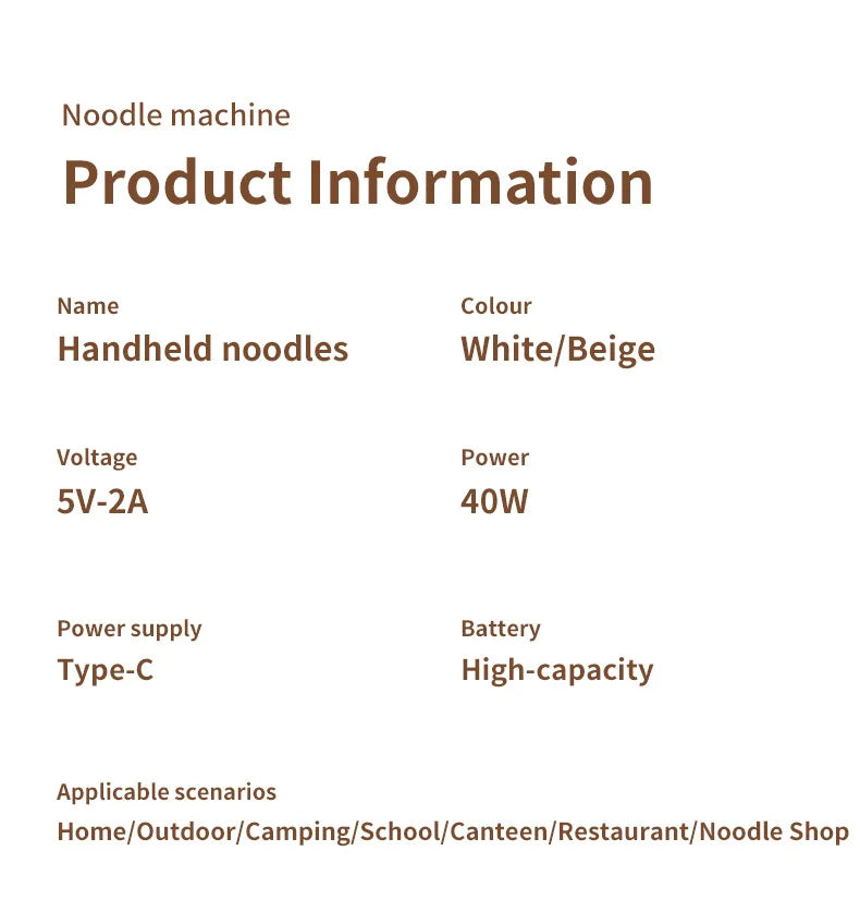 Electric Cordless Noodle Maker Portable Noodle Press Home Appliances Outdoor Kitchen Home Breakfast Smart Noodle Maker Household