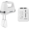 Power Advantage Hand Mixer and 2-Slice Toaster Oven Bundle in Stainless Steel with Silver Accents for Kitchen Use Compact Desig
