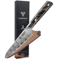 SANMUZUO 5 Inch Utility Kitchen Knife - BI Series Damascus Steel Kitchen Knife - 101 Layer Sharp Blade - Resin Handle