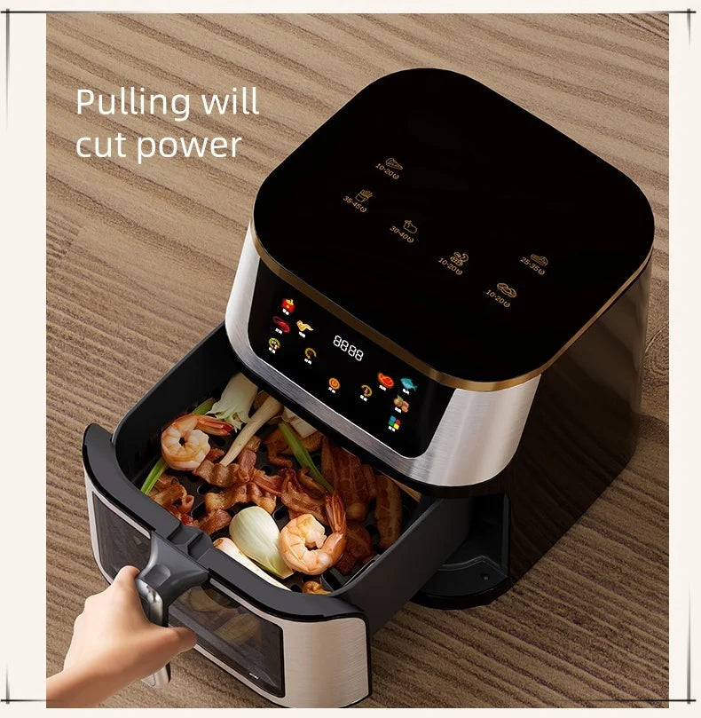 Air fryer home multi-function automatic visible large capacity high power steam tender fryer