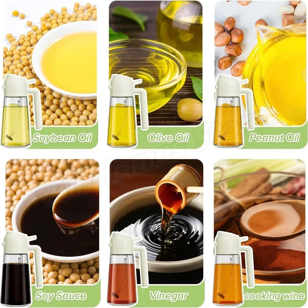 2IN1 Replacement for Oil Take Dispenser Mister Plastics Bottle with 2pcs Brush Spray Pour Cooking Spritzer BBQ Oil Spray Bottle