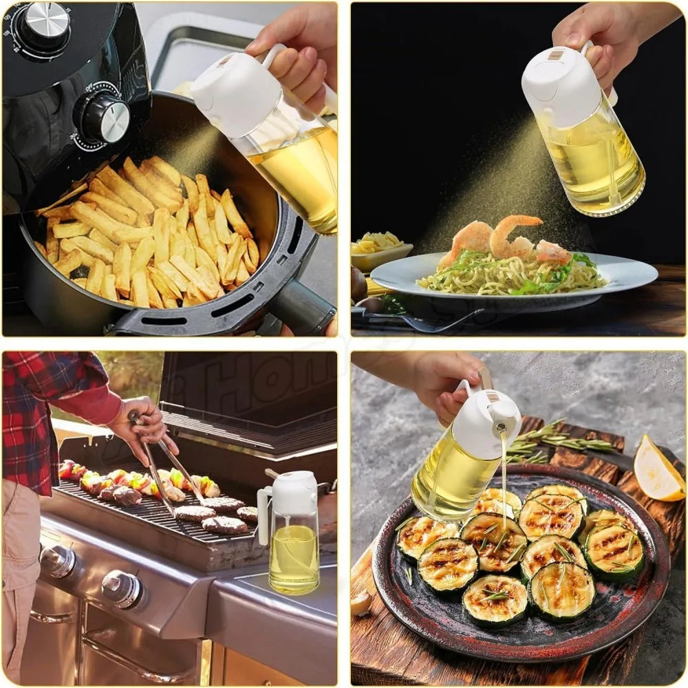 2IN1 Replacement for Oil Take Dispenser Mister Plastics Bottle with 2pcs Brush Spray Pour Cooking Spritzer BBQ Oil Spray Bottle