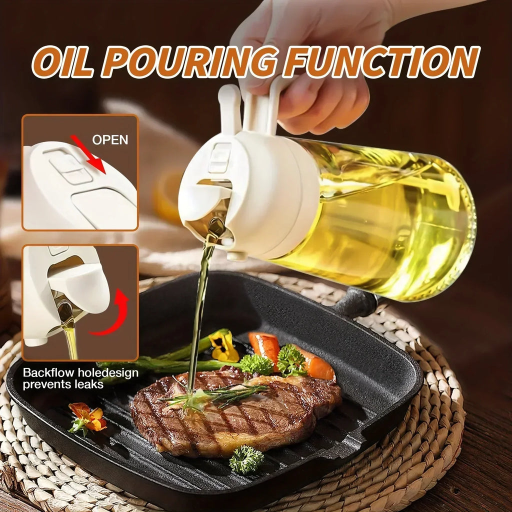 2IN1 Replacement for Oil Take Dispenser Mister Plastics Bottle with 2pcs Brush Spray Pour Cooking Spritzer BBQ Oil Spray Bottle