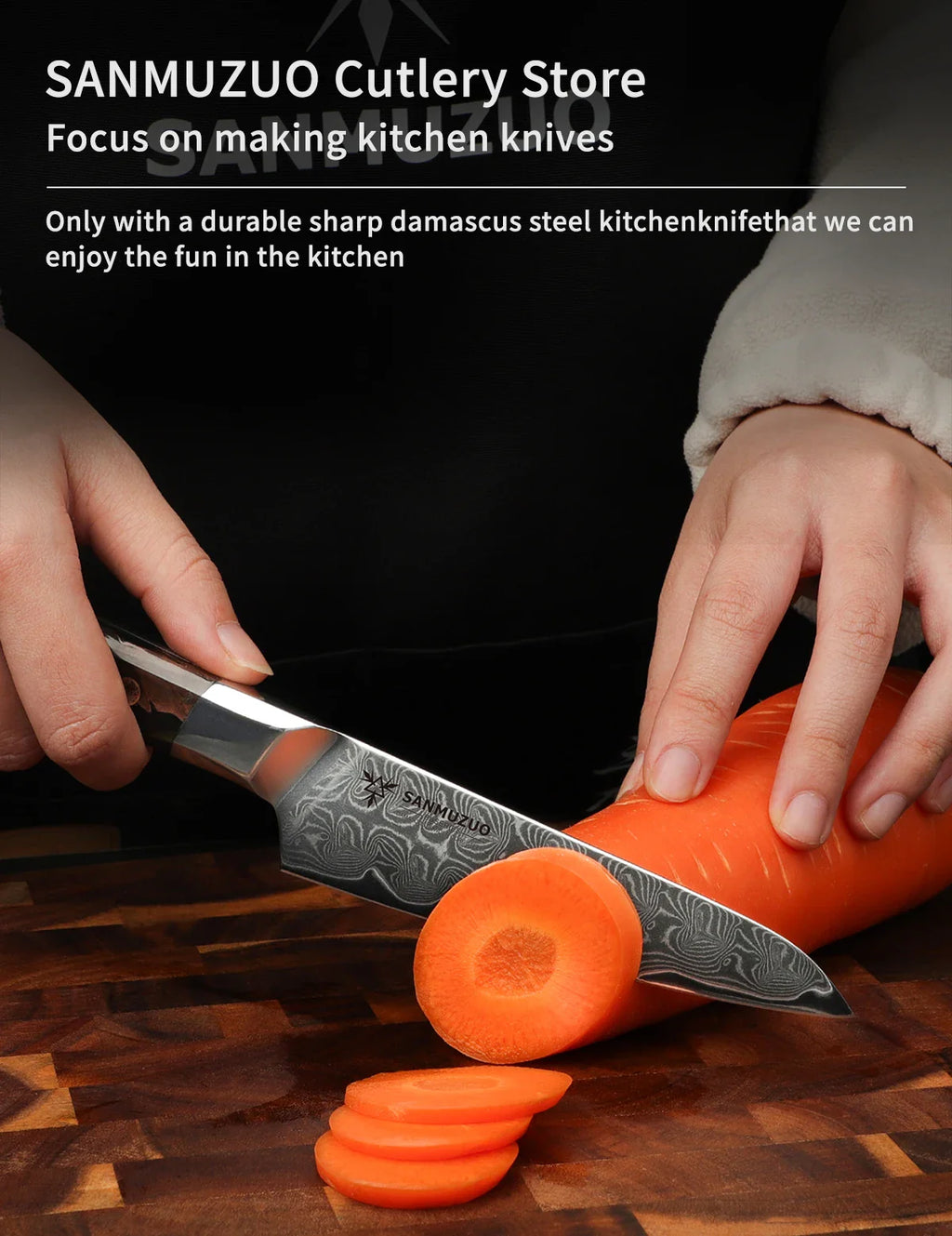 SANMUZUO 5 Inch Utility Kitchen Knife - BI Series Damascus Steel Kitchen Knife - 101 Layer Sharp Blade - Resin Handle