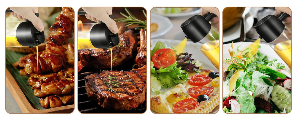 2IN1 Replacement for Oil Take Dispenser Mister Plastics Bottle with 2pcs Brush Spray Pour Cooking Spritzer BBQ Oil Spray Bottle