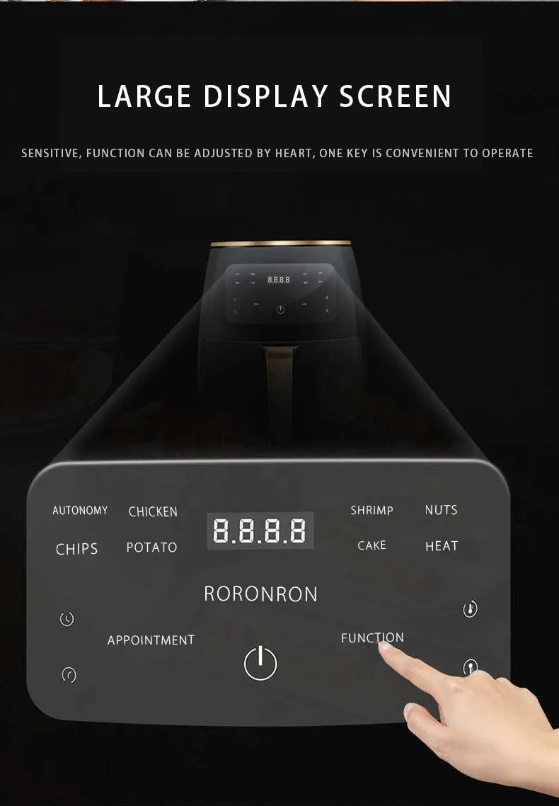 New 6l Large Capacity Digital Touch Air Fryer Multi Use Non Stick Energy Saving Easy Clean Oven For Household Kitchen Cooking
