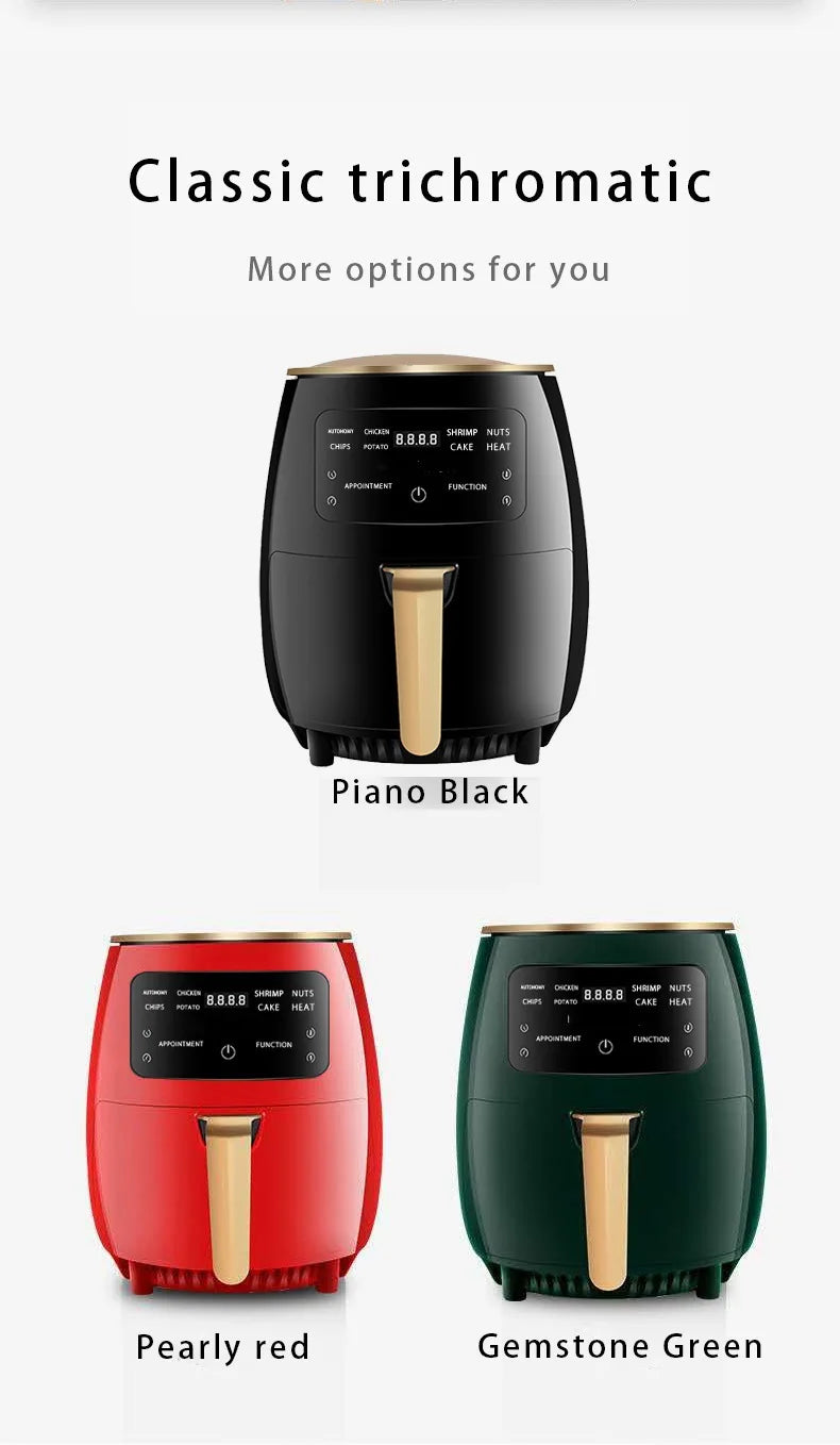 New 6l Large Capacity Digital Touch Air Fryer Multi Use Non Stick Energy Saving Easy Clean Oven For Household Kitchen Cooking