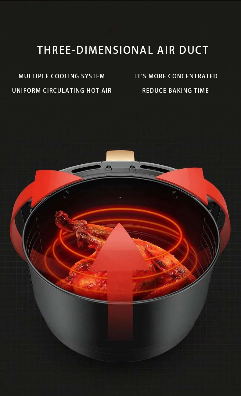 New 6l Large Capacity Digital Touch Air Fryer Multi Use Non Stick Energy Saving Easy Clean Oven For Household Kitchen Cooking