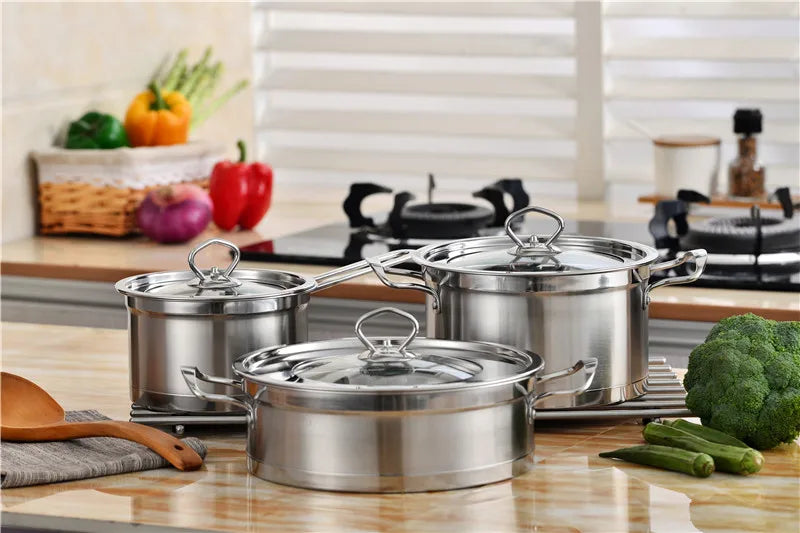 New Item Stainless Steel Cookware Set Large Noodle Cooking Pot Set Pasta Pots