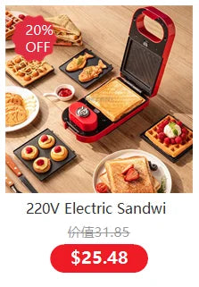 Electric Sandwich Maker Breakfast machine 3 Mins Fast Breakfast Waffle maker Toaster Baking Tools With Non Stick Pan Kitchen