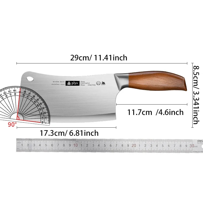 High-grade stainless steel kitchen knife, home imitation wood handle chef's sharp bone knife - new Seiko butcher's bone knife