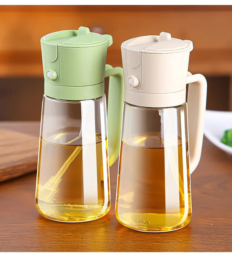 2IN1 Replacement for Oil Take Dispenser Mister Plastics Bottle with 2pcs Brush Spray Pour Cooking Spritzer BBQ Oil Spray Bottle