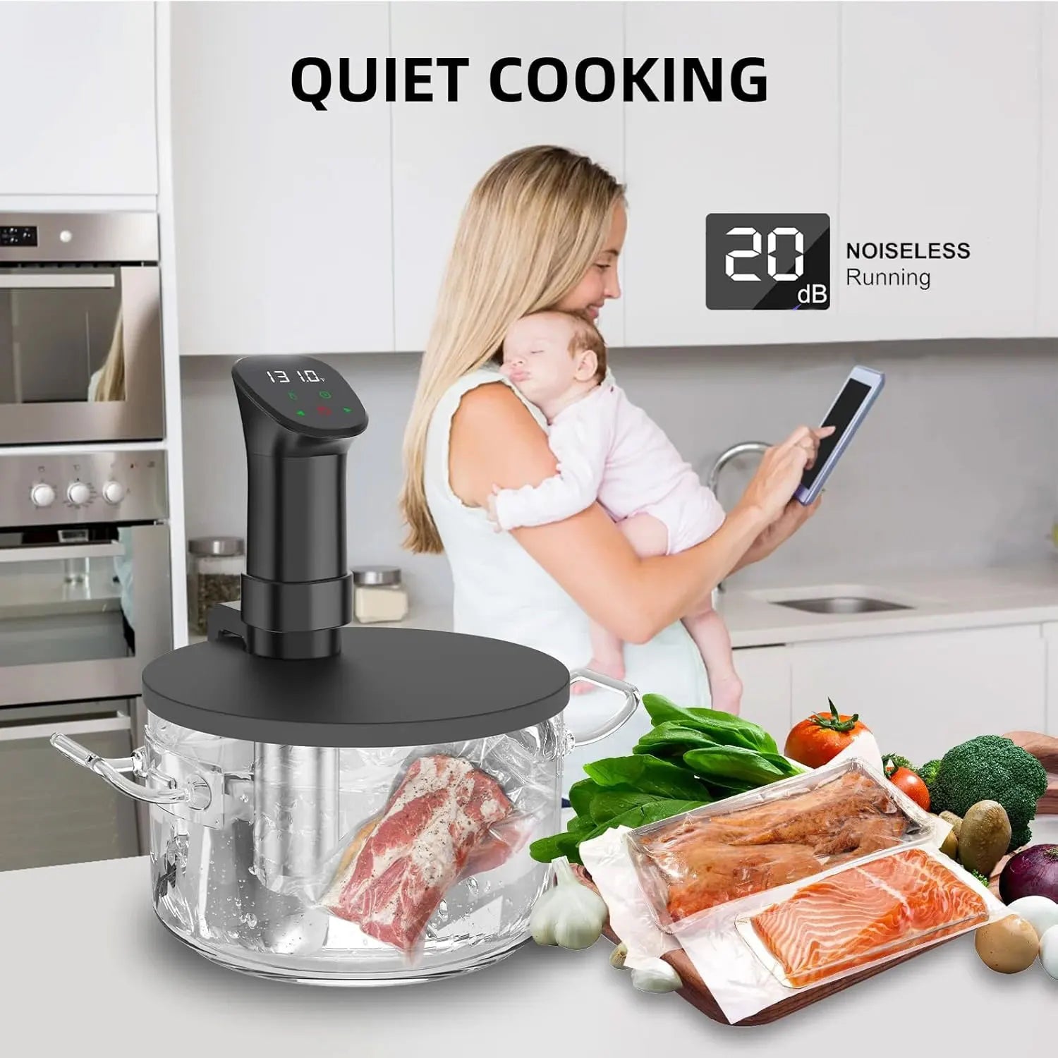 Gison 1800W Waterproof Vacuum Sous Vide Cooker Immersion Kitchen Cooking Tool With LED Digital Display Smart Slow Cooker Heater
