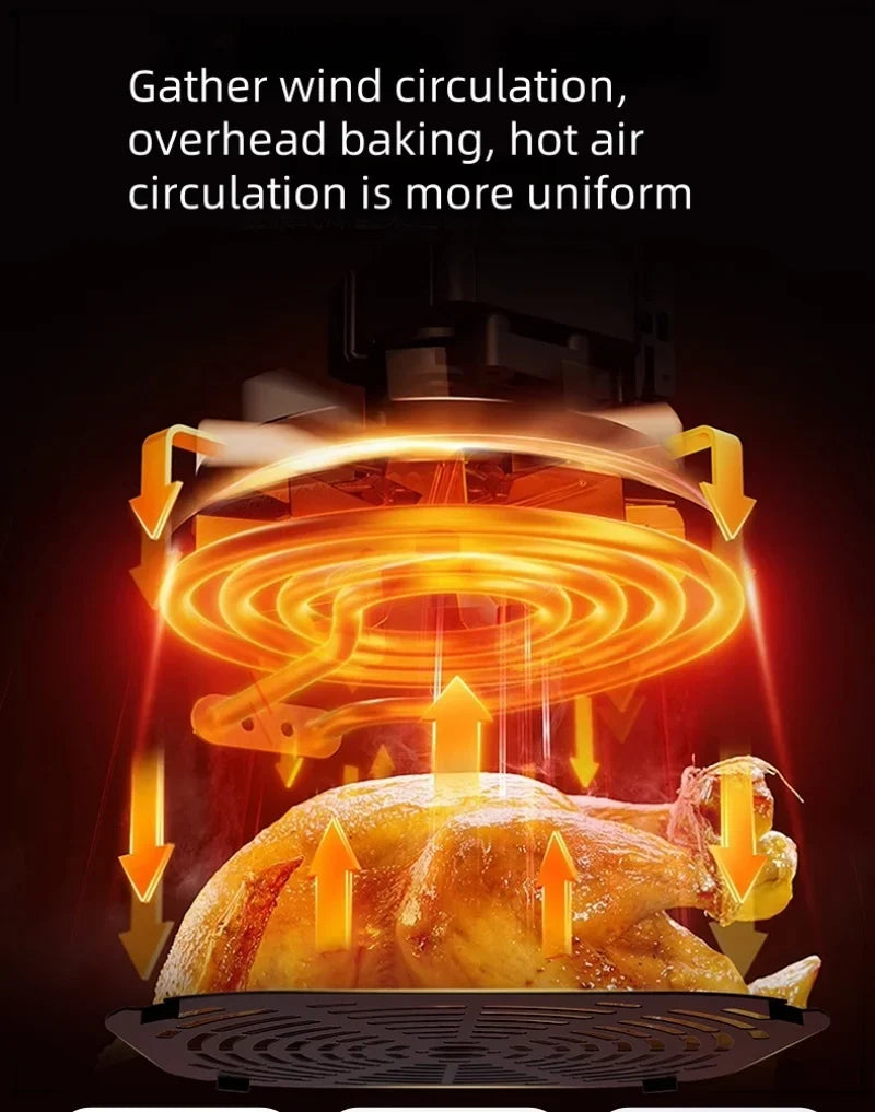 Air fryer home multi-function automatic visible large capacity high power steam tender fryer