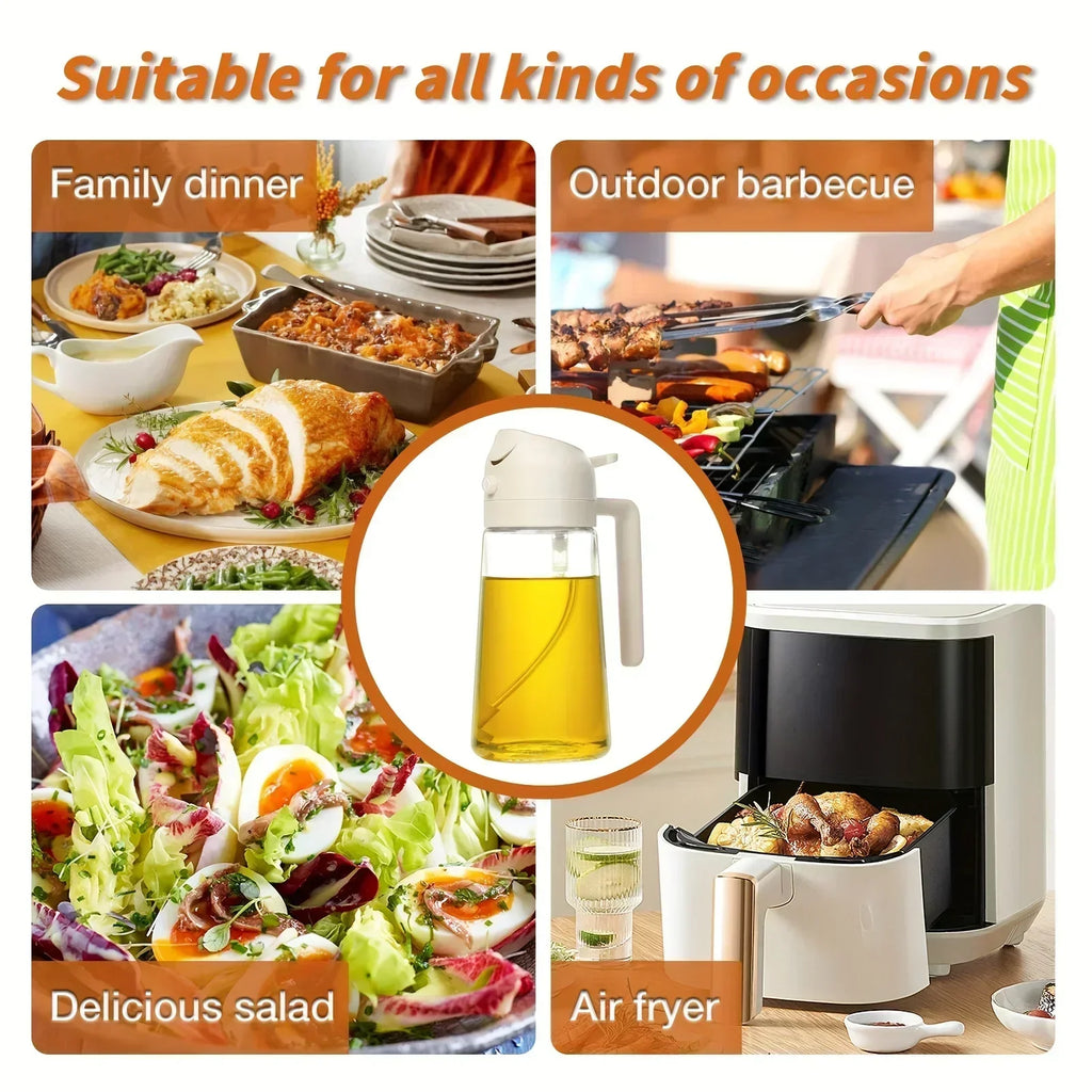 2IN1 Replacement for Oil Take Dispenser Mister Plastics Bottle with 2pcs Brush Spray Pour Cooking Spritzer BBQ Oil Spray Bottle