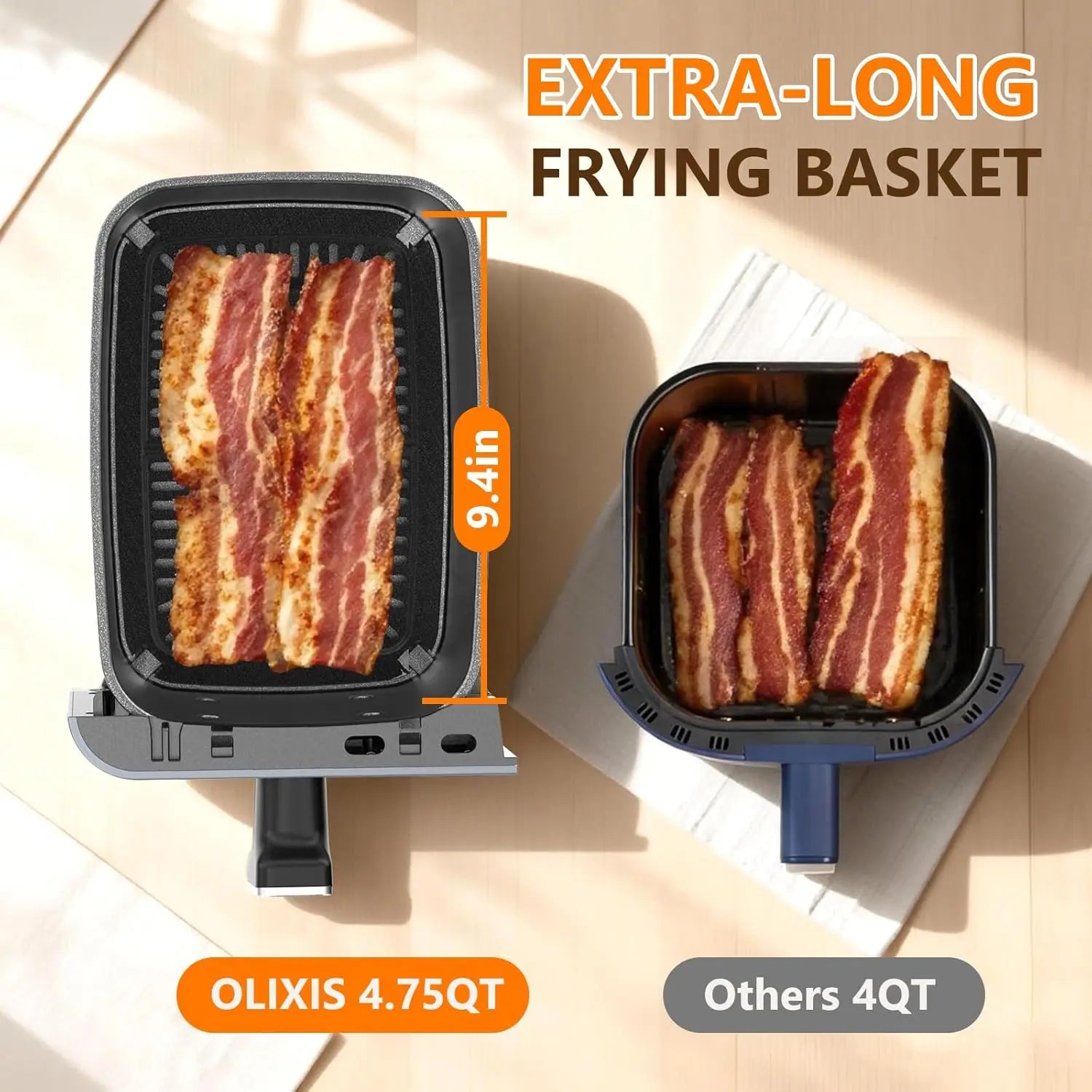 Dual Basket Air Fryer, 9.5 Quart Large Air Fryer with Double Basket, Grey