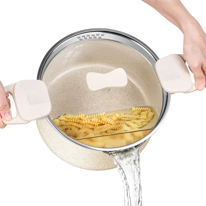 MICHELANGELO Cooking Noodles Pot Double Handle Soup Pot with Strainer Lid Home Induction Cooker Universal Milk Pot Kitchenware