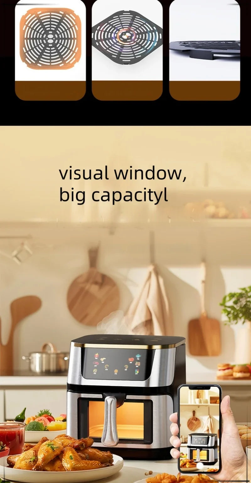 Air fryer home multi-function automatic visible large capacity high power steam tender fryer