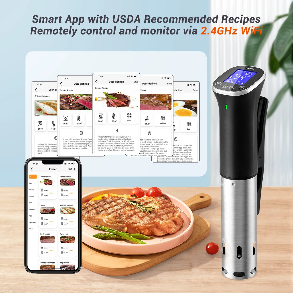 INKBIRD 4 Types 1000W WiFi Sous Vide Machine EU Plug Sous Vide Cooker APP Remote Control Recipes Alarms Timer For Cooking