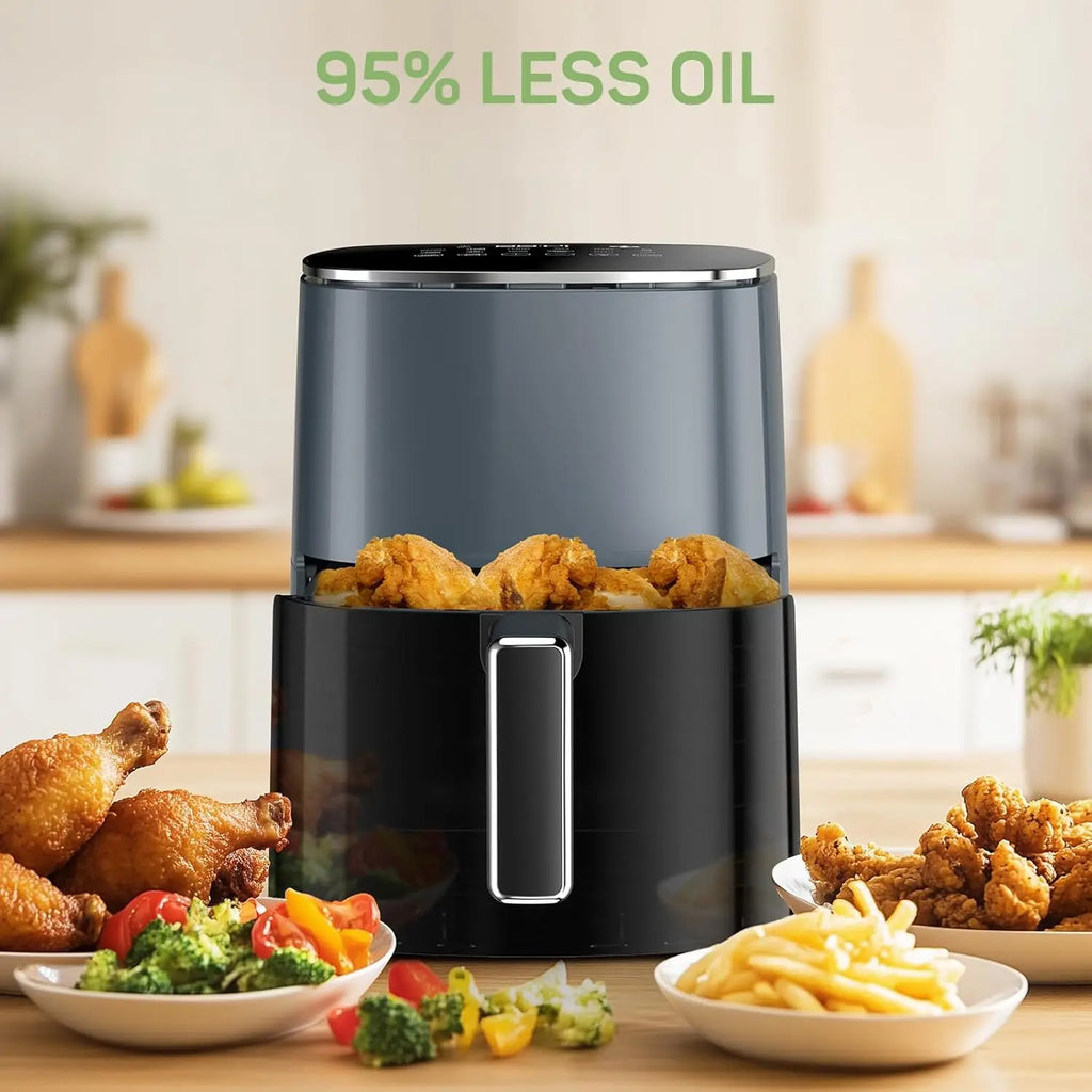 Air Fryer, 6-Quart with Viewing Window, 12-in-1 Functions, Grey