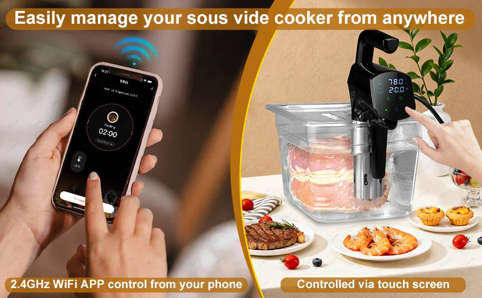 Gison 1800W NEW Sous Vide Cooker LCD Touch Immersion Circulator Accurate Cooking IPX7 with Fast heated Waterproof Vacuum Cooker